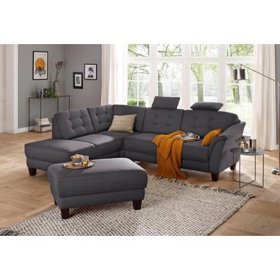 Ecksofa HOME AFFAIRE "Trondheim L-Form", grau (anthrazit), B:260cm H:89cm T:214cm, Struktur fein (100% Polyester), Flachgewebe (100% Polyester), Luxus-Microfaser (90% Polyester, 10% Polyamid), Sofas, mit Federkern und Knopfheftung im Rücken, Füße... Image