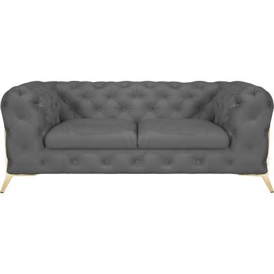 Chesterfield-Sofa LEONIQUE "Amaury", grau, B:185cm H:75cm T:99cm, Struktur (100% Polyester9, Samtoptik (100% Polyester), Sofas, aufwändige Knopfheftung, moderne Chesterfield Optik, Fußfarbe wählbar Image
