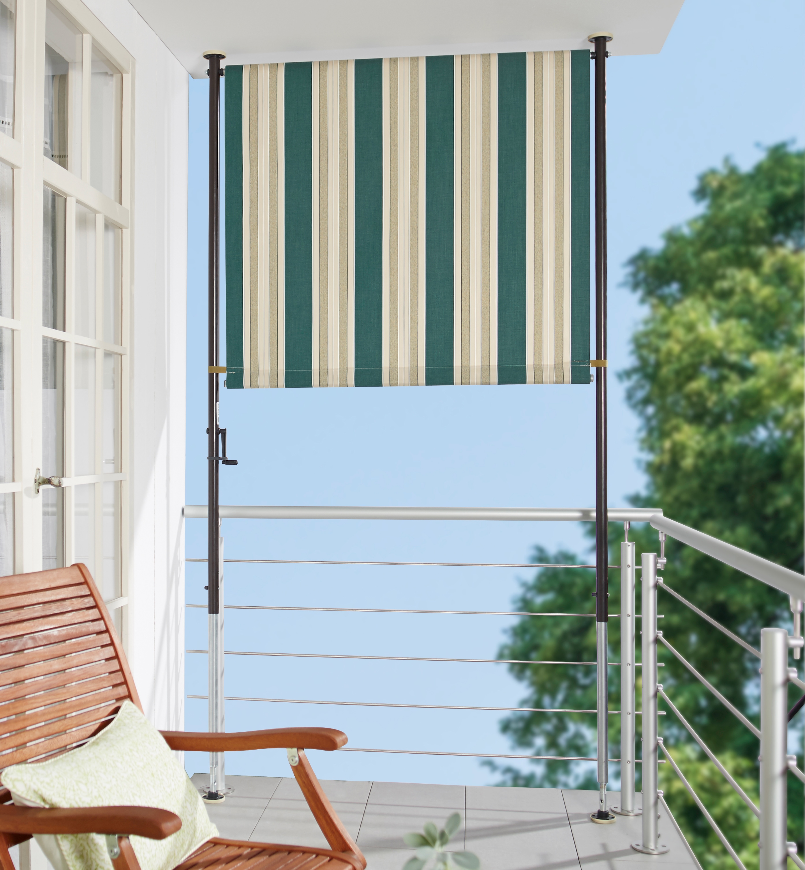 Klemm-Senkrechtmarkise "Nr. 8700", grün (grün, beige), B:120cm H:275cm, Polyacryl, ANGERER FREIZEITMÖBEL, Markisen, grün/beige, BxH: 120x275 cm