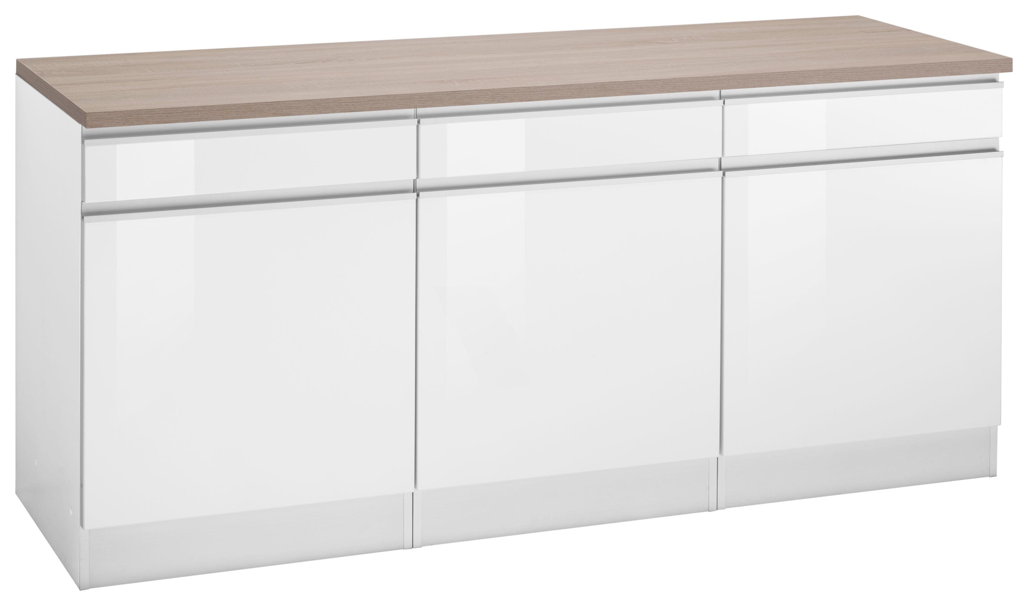 Unterschrank KOCHSTATION "KS-Ohio", weiß (weiß hochglanz, weiß), B:180cm H:85cm T:60cm, Schränke, Breite 180 cm Image
