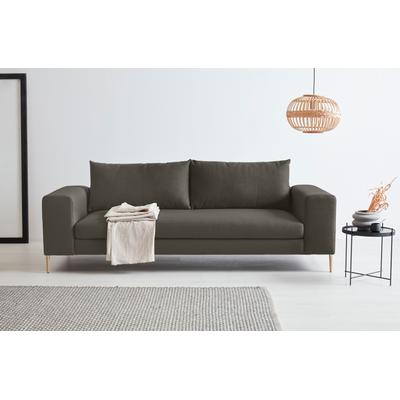 3-Sitzer OTTO PRODUCTS "Finnja, softer, legerer Sitzkomfort, hoher Fuß, bequem und elegant", grün, B:247cm H:83cm T:103cm, Struktur fein: aus recycleten PET-Flaschen (100% PES), Sofas, 3-Sitzer-Sofa, mit Recycling-Bezug Image
