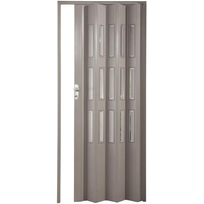 Falttür FORTE "Elvira", grau (grau gewebt), Türen, 204cm, 99,5cm, Türanschlag wechselbar, grau gewebt mit Cristall Fenstern, in verschiedenen Größen, B:99,5cm H:204cm Image