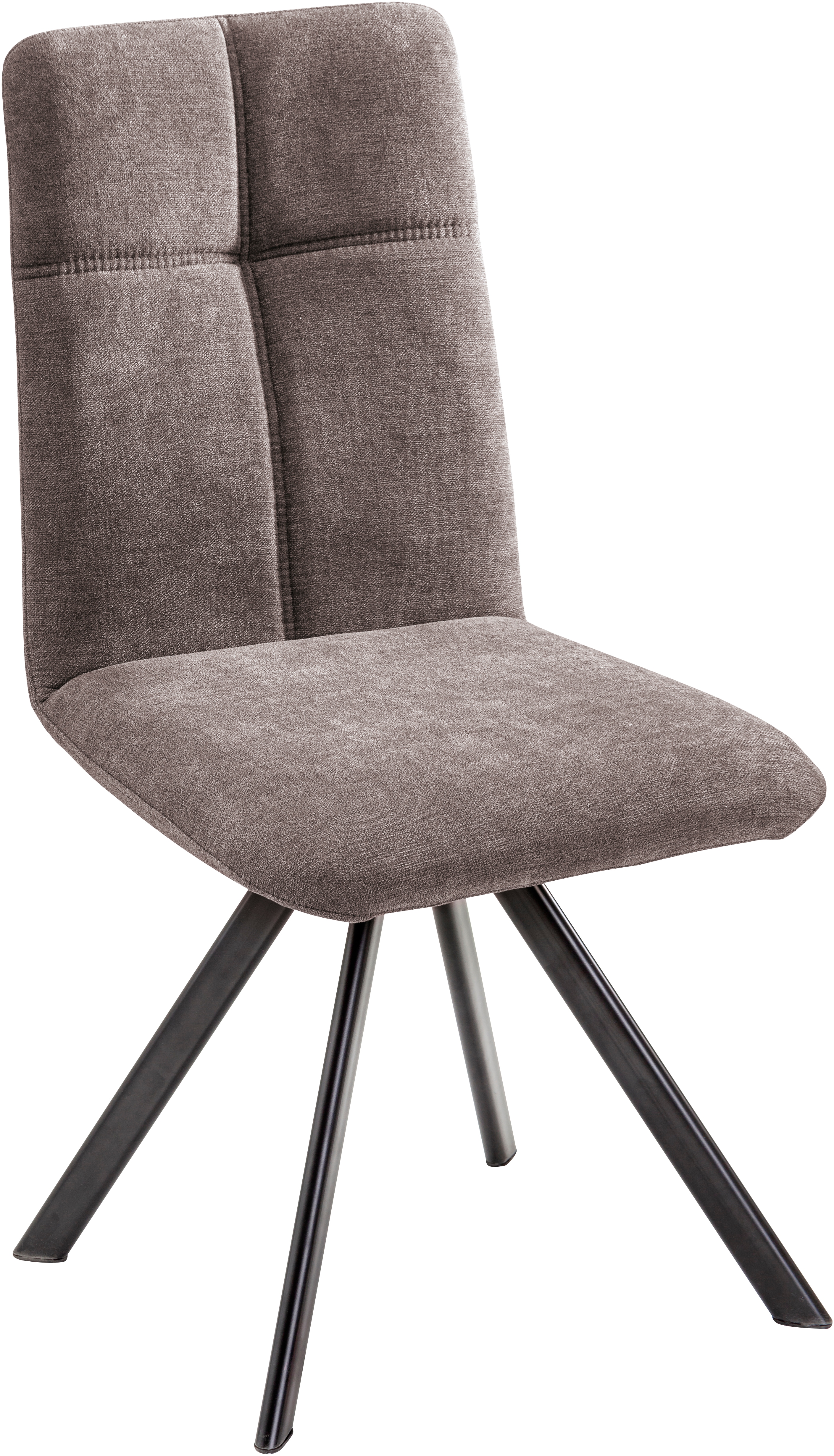 4-Fußstuhl MASSIVLINE & MORE "SK Kota, Stuhl, Esszimmerstuhl, Küchenstuhl", braun (schwarz), B:47cm H:92cm T:60cm, Polyester, Stühle, Gestell Metall schwarz