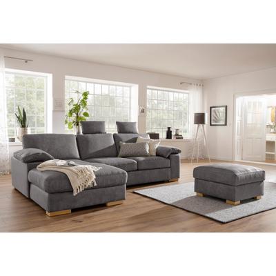 Ecksofa HOME AFFAIRE "Ventura L-Form", grau (anthrazit), B:277cm H:86cm T:172cm, Luxus-Microfaser in Lederoptik (100% Polyester), Struktur (100% Polyester), Luxus-Microfaser (90% Polyester, 10% Polyamid), Sofas, wahlweise mit Bettfunktion und... Image