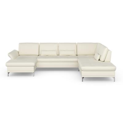 Wohnlandschaft INOSIGN "Palm Beach U-Form", beige (creme), B:347cm H:89cm T:224cm, 98%Polyester, 2%Polyamid, Sofas, Federkern, mit Sitztiefenverstellung, wahlweise mit Bettfunktion Image