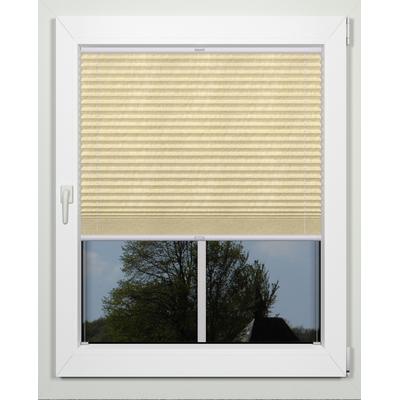 Plissee INDEKO "advanced", beige (sand, weiß), B:103cm H:220cm, Obermaterial: 94% Polyester, 6% sonstige Fasern, Plissees, Crushed-Optik, nach Maß Image