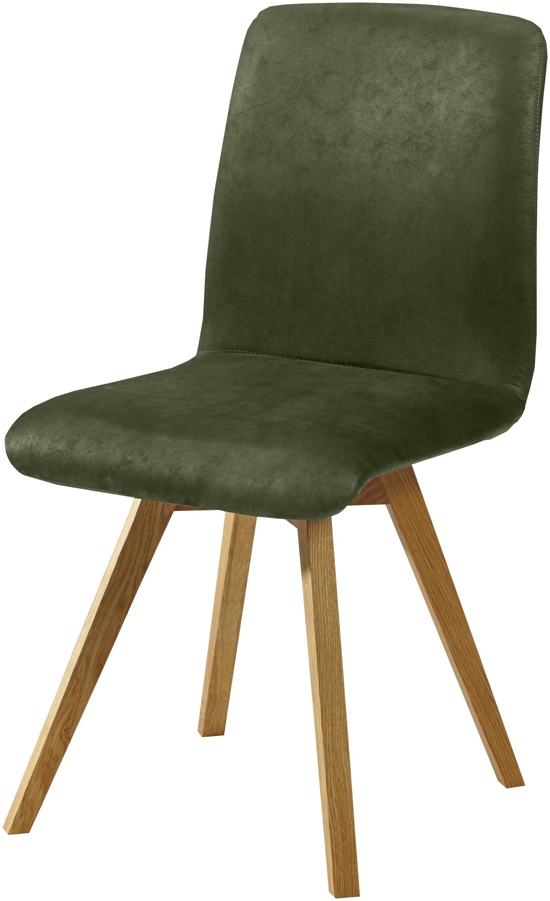 4-Fußstuhl MASSIVLINE & MORE "Karla, Stuhl, Esszimmerstuhl, Küchenstuhl", grün (khaki, braun), B:48cm H:92cm T:56cm, Polyester, Stühle, Massivholz: Wildeiche geölt