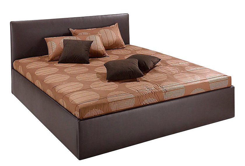 Polsterbett, braun, B:112cm L:212cm, Bezug Bett: Kunstleder;Bonnell-Federkernmatratze: Baumwoll-Mischgewebe (51% Polypropylen, 39% Polyester, 10% Baumwolle);Kaltschaummatratze: 100% Polyester, Bezug abnehm- und waschbar bis 60C Polyester), WESTFALIA... Image
