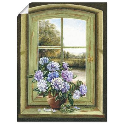 Wandbild ARTLAND "Hortensien am Fenster", grün (farbe bild(er): grün), B:30cm H:40cm, Bilder, als Alubild, Outdoorbild, Leinwandbild, Poster, Wandaufkleber Image