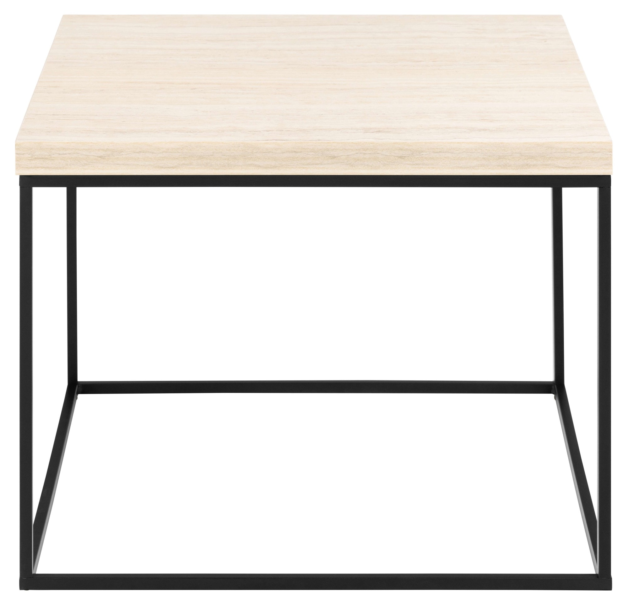 Couchtisch ACTONA GROUP "Barossa, Wohnzimmer-Tisch, quadratisch, in Steinoptik, Modern", beige, B:60cm H:45cm T:60cm, Tische, Eckige Couchtische Couchtisch, Stabile schwarze Stahlbeine, in mehreren Varianten, Breite: 60 cm