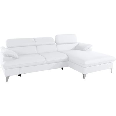 Ecksofa COTTA "Caluso L-Form", weiß (altweiß), B:254cm H:74cm T:167cm, NaturLEDER (echtes Rindsleder) in Sitz und Rücken. Korpus in passendem Kunstleder SOFTLUX bezogen, Microfaser PRIMABELLE (100% Polyester), Kunstleder SOFTLUX, Sofas, mit... Image