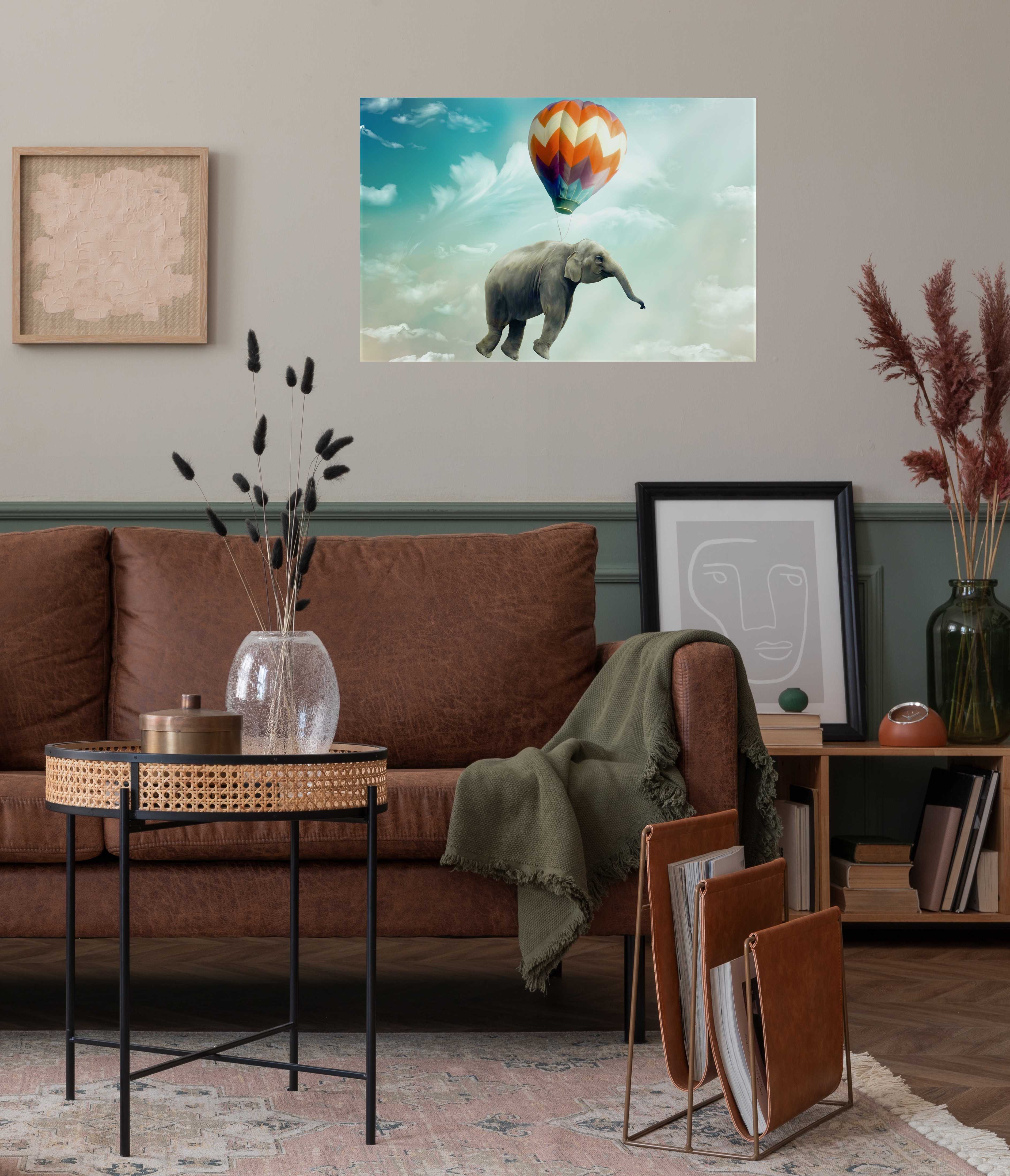 Wandsticker QUEENCE "Balloon", blau, B:90cm H:60cm T:0,1cm, Folie, Wandtattoos, Selbstklebend, kinderleichte Anbringung