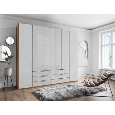 Drehtürenschrank WIEMANN "Monaco", braun (bianco, eiche, nachbildung, glas weiß), B:246,9cm H:216cm T:58cm, Holzwerkstoff, Floatglas, Schränke, mit Glasfront sowie hochwertige Beschläge inkl. Dämpfung Image