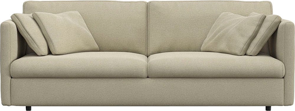 3-Sitzer FLEXLUX "Lovane", beige (sandy beige), B:219cm H:84cm T:117cm, 100% Polyester, Sofas, Weich & anschmiegsam, große Sitztiefe auf Kaltschaum, Dekokissen inkl.