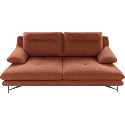 2,5-Sitzer CALIA ITALIA "Cezanne, elegant und bequem, aufwendige Detailverarbeitung", rot (49 rosso), B:195cm H:90cm T:109cm, Sofas, im Strukturbezug, wahlweise mit Sitztiefenverstellung Image