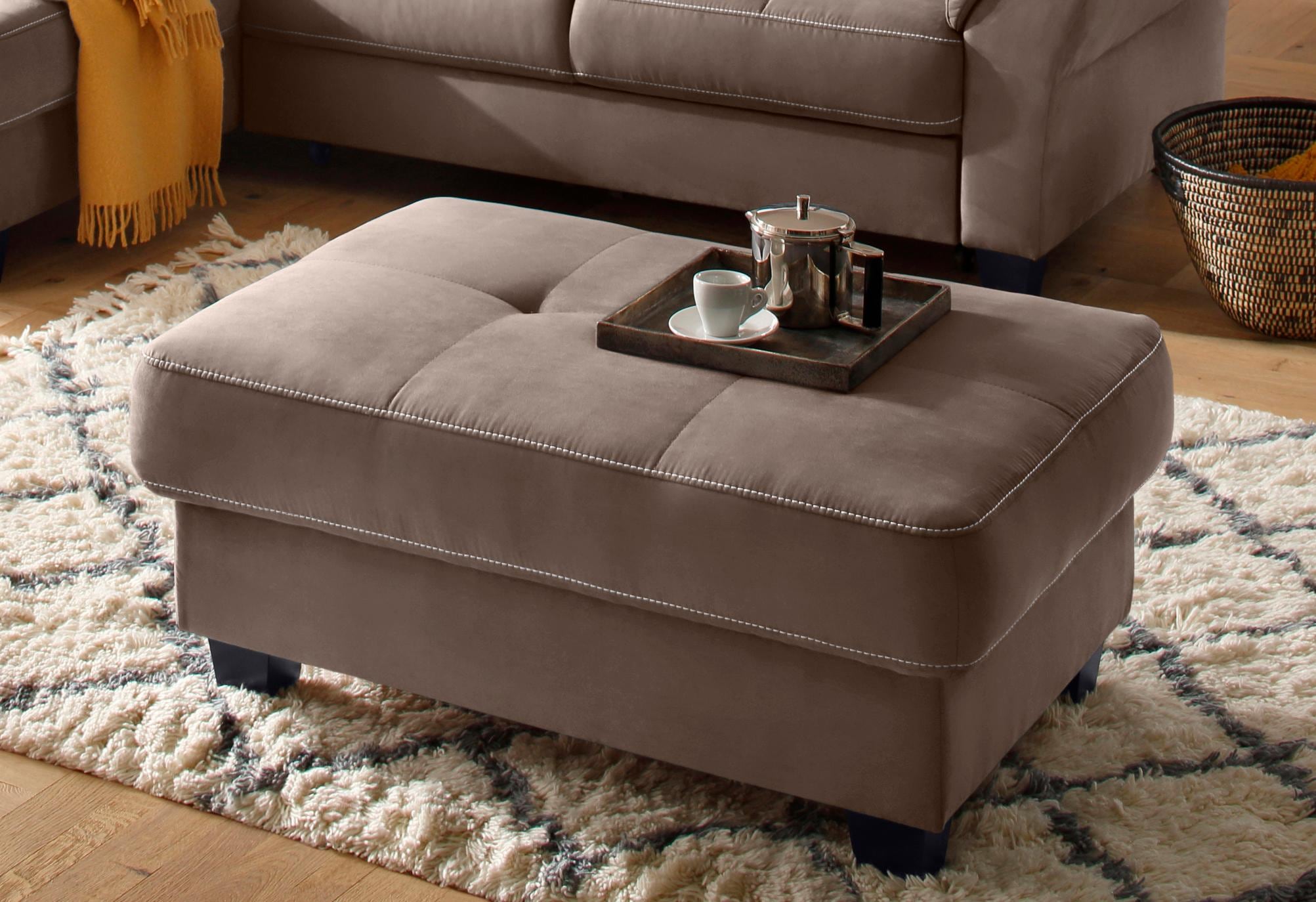 Hocker HOME AFFAIRE "Solvei", braun, B:104cm H:45cm T:72cm, Hocker, Hocker mit Stauraum Polsterhocker