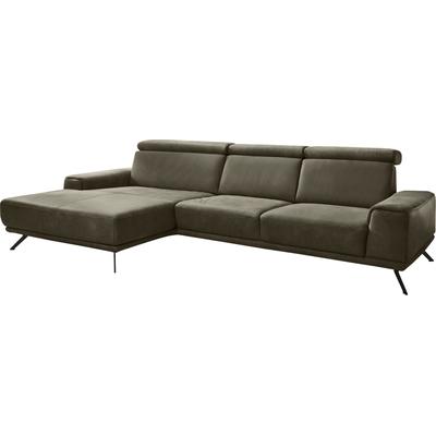 Ecksofa DIE PLANBAR "PN-EM22041 L-Form", grün (olive), B:335cm H:89cm T:188cm, Sofas, wahlweise motorisches Canape oder Sitztiefenverstellung Image