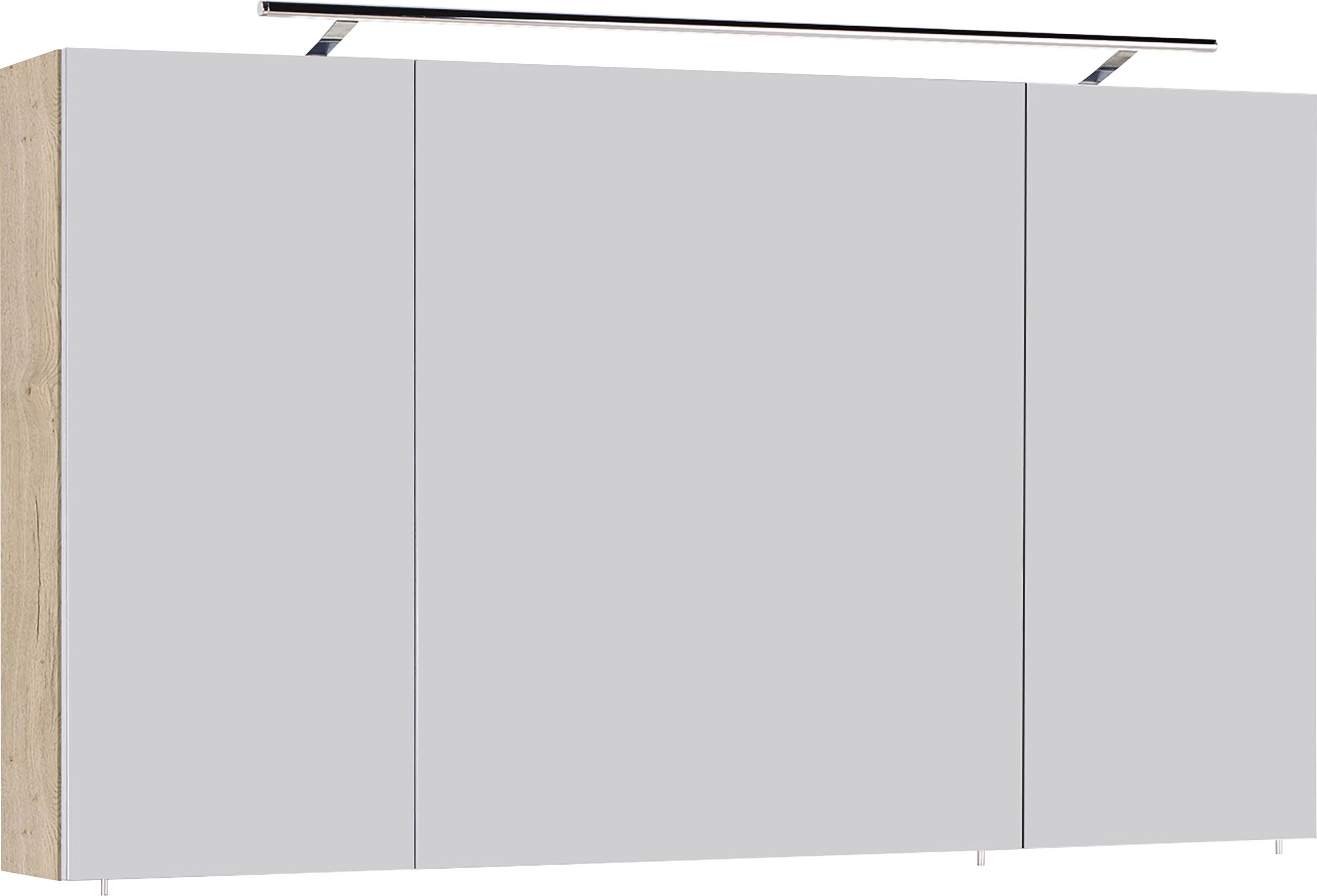 Spiegelschrank SAPHIR "3040", weiß (eiche struktur weiß), B:120cm H:74cm T:20cm, Melamin, Schränke, Breite 120 cm