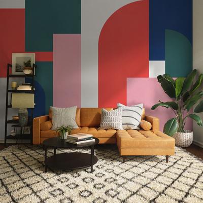 Fototapete KOMAR "Komar Vlies Fototapete - Geometric Colours - Größe 350 x 250 cm", lila (modern), H:1,4m L:2,5m, Vlies, Tapeten Image