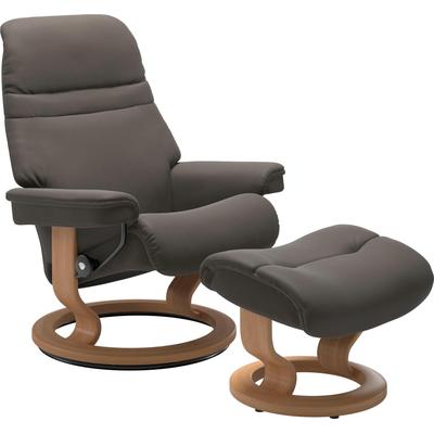 Relaxsessel STRESSLESS "Sunrise", grau (metal grau paloma), B:88cm H:103cm T:78cm, Leder BATICK: BATICK ist ein leicht korrigiertes, durchgefärbtes und genarbtes Möbelleder, bei dem die meisten Unebenheiten und Spuren in der Regel entfernt wurden.,... Image