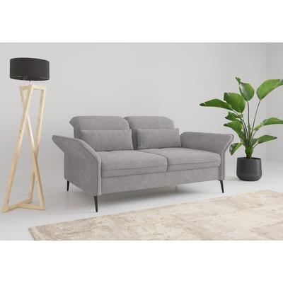 3-Sitzer SIT & MORE "Emely, inkl. Sitztiefenverstellung", grau (hellgrau), B:199cm H:92cm T:123cm, 100% Polyester, Sofas, wahlweise mit Bettfunktion, Kopf- & Armteilverstellung Image