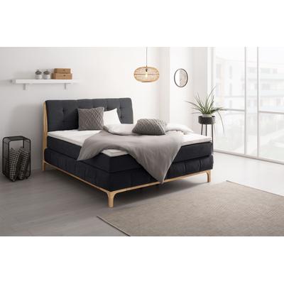 Boxspringbett OTTO PRODUCTS "Jelle", schwarz, B:181cm L:216cm, Komplettbetten, Boxspringbett, zertifizierte, recycelte Bezugsstoffe, verschiedene Ausführungen Image