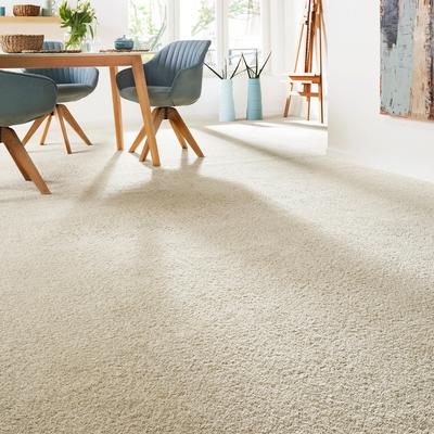 Teppichboden ANDIAMO "Verona, Velours, Made in Belgium", beige (hellbeige), B:500cm H:6mm L:400cm, Kunstfaser, Teppiche, Uni Farben, Breite 400 cm oder 500 cm, strapazierfähig, pflegeleicht Image