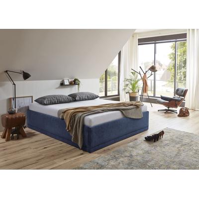 Polsterbett "Texel", blau (navy), B:186cm H:42cm L:206cm, Bezug Bett: Veloursstoff 100% Polyester oder Microfaser (100% Polyester), Bonnell-Federkernmatratze: 51% Polypropylen, 39% Polyester und 10% Baumwolle, Kaltschaummatratze: 100% Polyester,... Image
