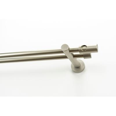 Gardinenstange GARESA "PANDRI", silber (mattchromfarben), L:280cm Ø:20mm, Holzwerkstoff, Metall, Gardinenstangen, Vorhanggarnitur, verlängerbar, gerader Knopf mit Ausschnitt Image