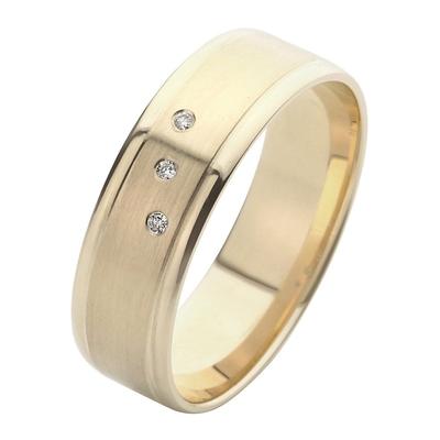 Trauring FIRETTI "Schmuck Geschenk Gold 375 Hochzeit Ehering Trauring "LIEBE" Gr. 18, gold (gelbgoldfarben), Fingerringe, 18, 0,015 ct SI = kleine Einschlüsse mit Brillanten, Gelbgold 585, 6mm, Made in Germany, wahlweise mit oder ohne Brillanten Image