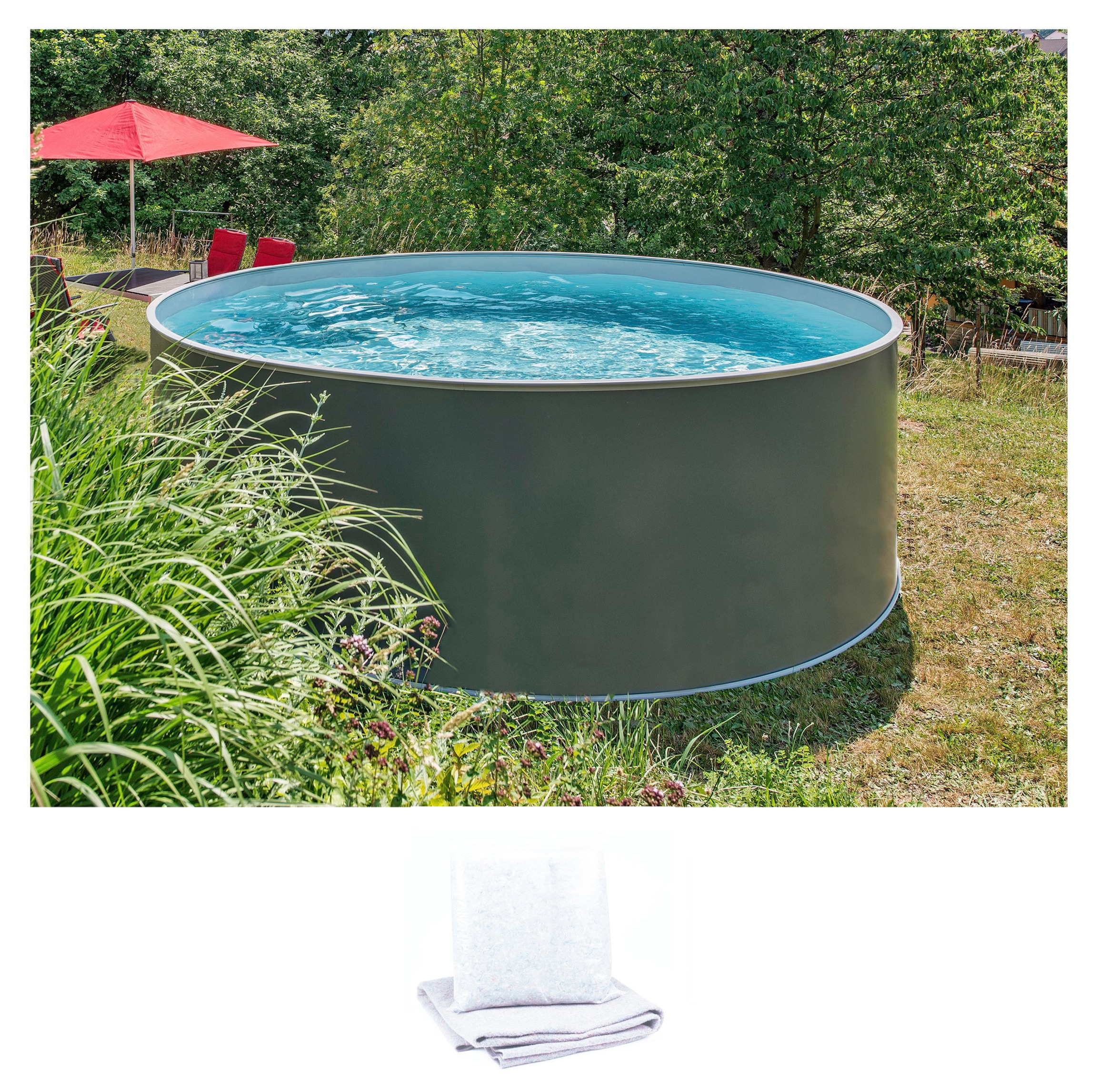 Rundpool KONIFERA "NIZZA 1 inkl. Bodenschutzvlies", grau (anthrazit, grau), H:120cm Ø:500cm, Schwimmbecken, Rundpool, zum Aufstellen, in verschiedenen Größen verfügbar Image