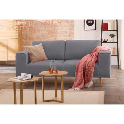 2-Sitzer HOME AFFAIRE "Lasse", grau, B:198cm H:84cm T:89cm, Filzoptik (100% Polyester), Luxus-Microfaser (100% Polyester), Struktur fein( 100% Polyester), Sofas, im scandinavischem Stil mit Holzfüßen Image