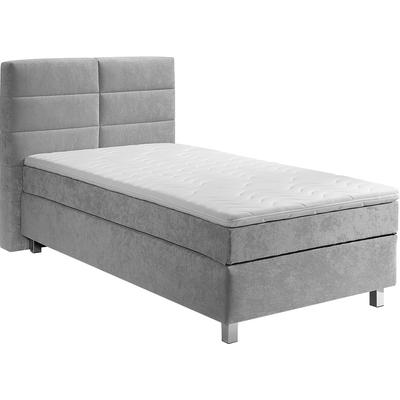 Boxspringbett, grau, B:105cm L:210cm, Bezug: 100% Polyester, Polsterung: 100% Polyester, WESTFALIA SCHLAFKOMFORT, Komplettbetten, Boxspringbett, wahlweise mit Kaltschaum-Topper Image