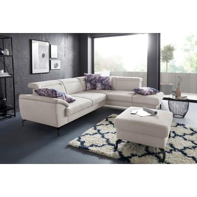Ecksofa SIT & MORE "Percy L-Form", beige (creme), B:270cm H:80cm T:235cm, Sofas, 15 cm Fußhöhe, Sitztiefenverstellung, wahlweise in 2 Fußfarben Image