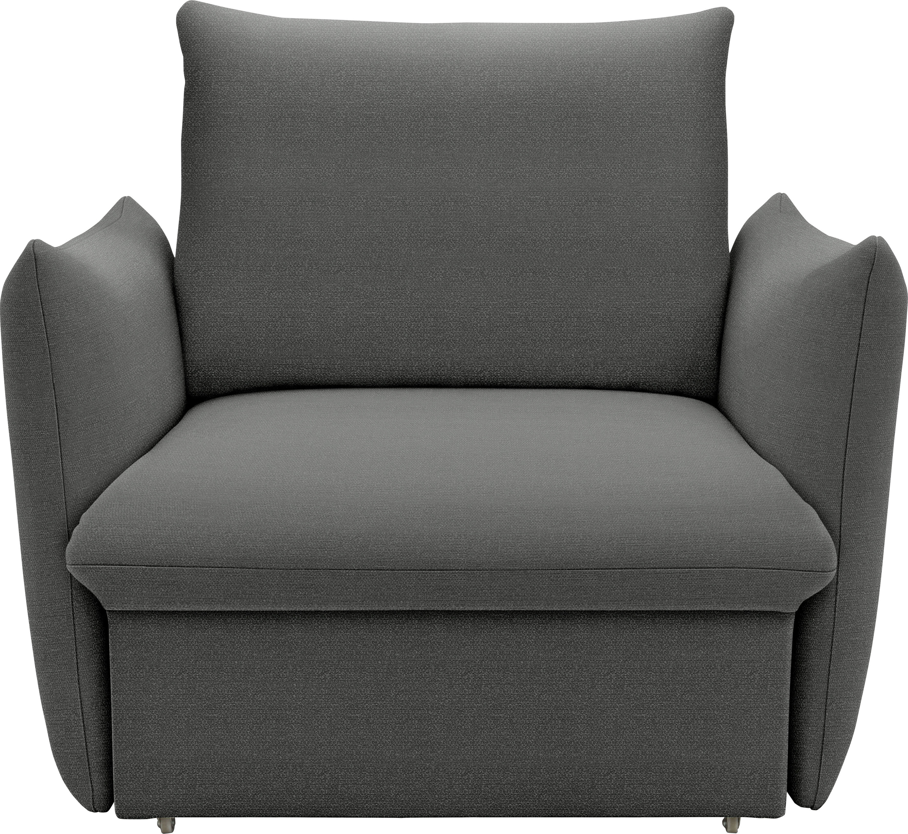 Sessel "LOOKS XII Schlafsesel, Schlaffunktion", grau, B:120cm H:100cm T:97cm, 95% Polyester, 5% Polyacryl, LOOKS BY WOLFGANG JOOP, Sessel, Sessel, Boxspring-Polsterung, mit Gästebettfunktion, Kissenoptik