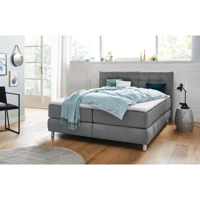 Boxspringbett ANDAS "Salo XXL", grau, B:174cm L:231cm, Komplettbetten, Boxspringbett, in Samtoptik oder Struktur, 6 Breiten in Überlänge 220cm, 4 Härtegrade Image
