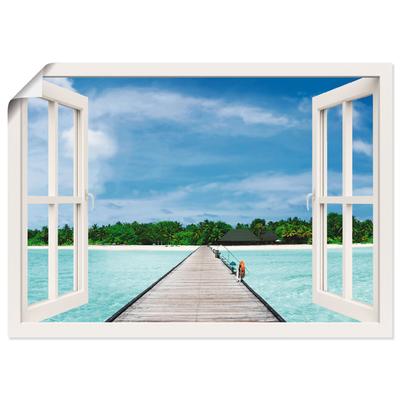 Wandbild ARTLAND "Fensterblick maledivischen Paradies", weiß (farbe bild(er): weiß), B:70cm H:50cm T:0,1cm, Papier, Bilder, als Leinwandbild, Poster, Wandaufkleber in verschied. Größen Image