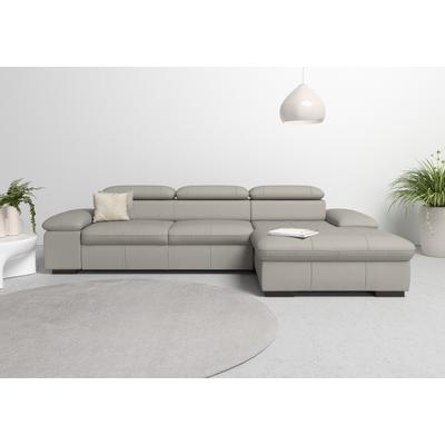 Ecksofa HOME AFFAIRE "Alberto L-Form", grau (hellgrau), B:286cm H:73cm T:174cm, Luxus-Microfaser Lederoptik (100% Polyester), Luxus-Microfaser ALTARA NUBUCK (100% Polyester), Luxus-Microfaser weich (90% Polyester, 10% Polyamid), Microfaser... Image