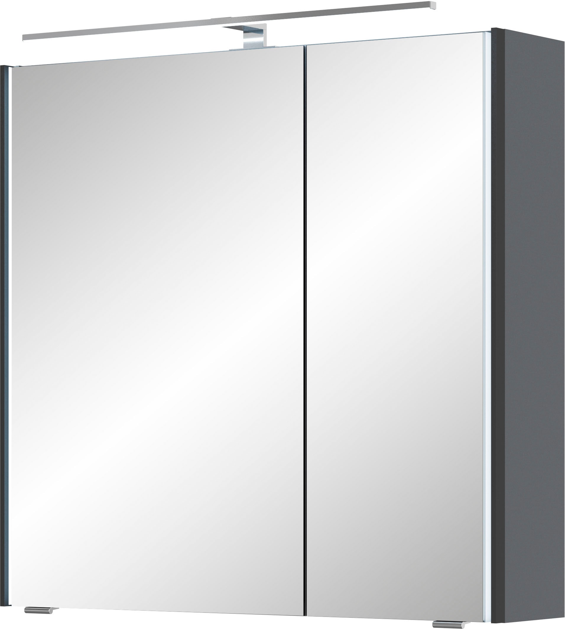 Spiegelschrank SAPHIR "Serie 7045 Badezimmer-Spiegelschrank inkl. LED-Beleuchtung, 2 Türen", grau (stahlgrau), B:73,2cm H:70,3cm T:17cm, Spanplatte, Schränke, Badschrank 73,2 cm breit, inkl. LEDplus Schalter und Türdämpfer Image