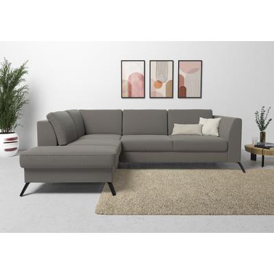 Ecksofa SIT & MORE "Olsen L-Form", grau (hellgrau), B:248cm H:88cm T:201cm, 100% Polyester, Sofas, inklusive Sitztiefenverstellung, wahlweise mit Bettfunktion, 15cm hoch Image