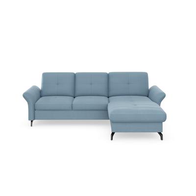 Ecksofa PLACES OF STYLE "Calando L-Form", blau (hellblau), B:258cm H:91cm T:165cm, 98% Polyester 2% Polyamid, Sofas, wahlweise mit Bettfunktion, Bettkasten und Armteilfunktion Image