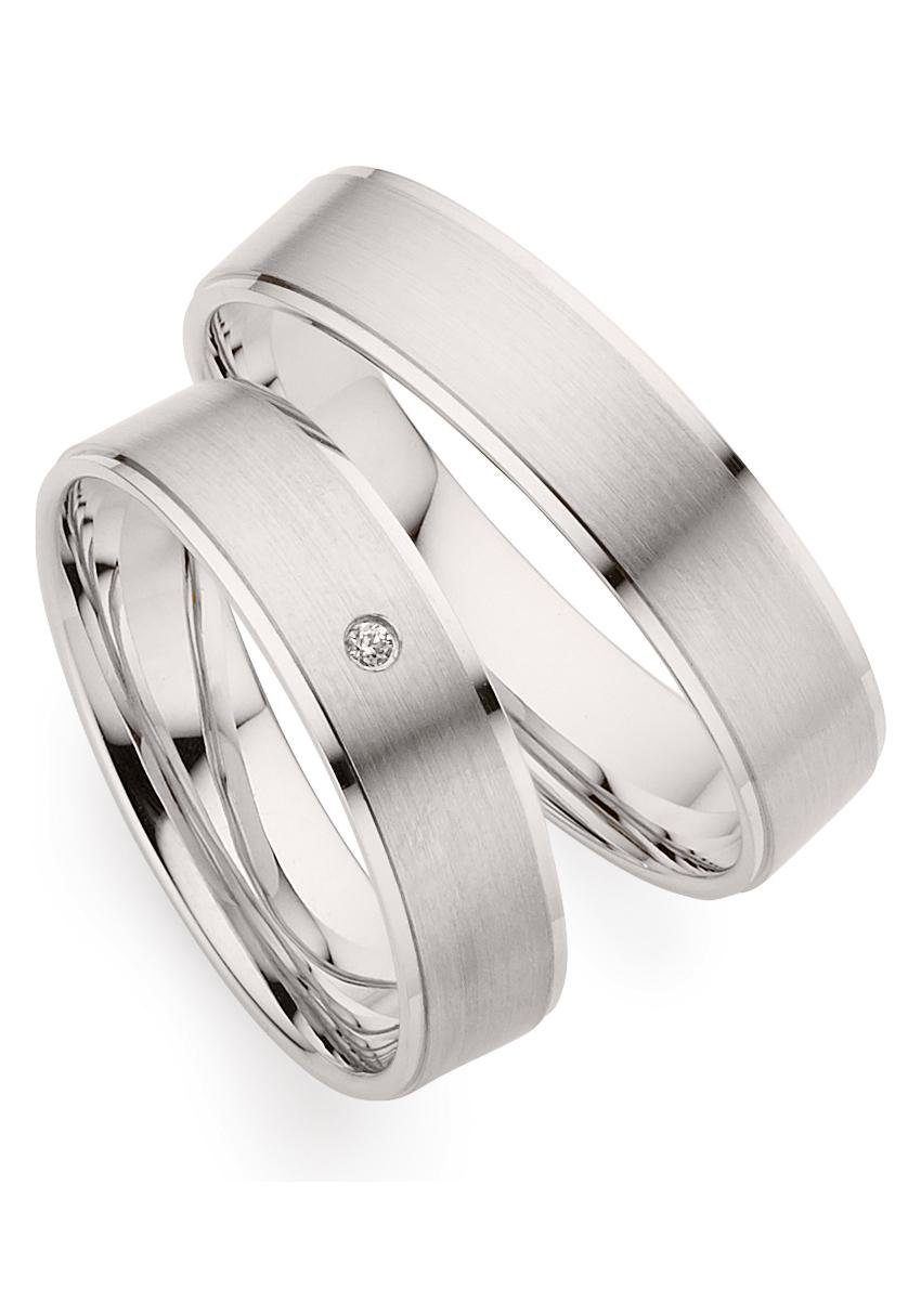 Trauring PHÖNIX "Schmuck Geschenk Gold 333 Trauring Ehering LIEBE versch. Varianten" Gr. 65, weiß (weißgoldfarben), Fingerringe, 65, ohne Brillant, Weißgold 333, 5mm, Made in Germany, wahlweise mit oder ohne Brillant Image