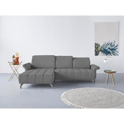 Ecksofa INOSIGN "Fresh L-Form", grau, B:281cm H:79cm T:185cm, 100% Polyester, Sofas, Federkern, wahlweise Kopfteilverstellung und motorischer Vorziehsitz Image