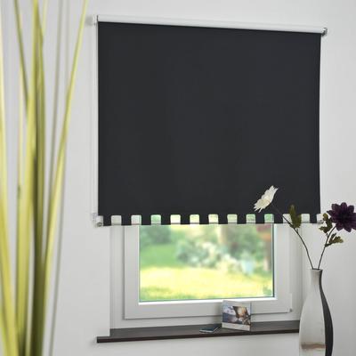 Seitenzugrollo LIEDECO Gr. 2, schwarz, B:72cm H:180cm, Polyester, Rollos, Volantrollo - eckiger Volant, Fixmaß Image