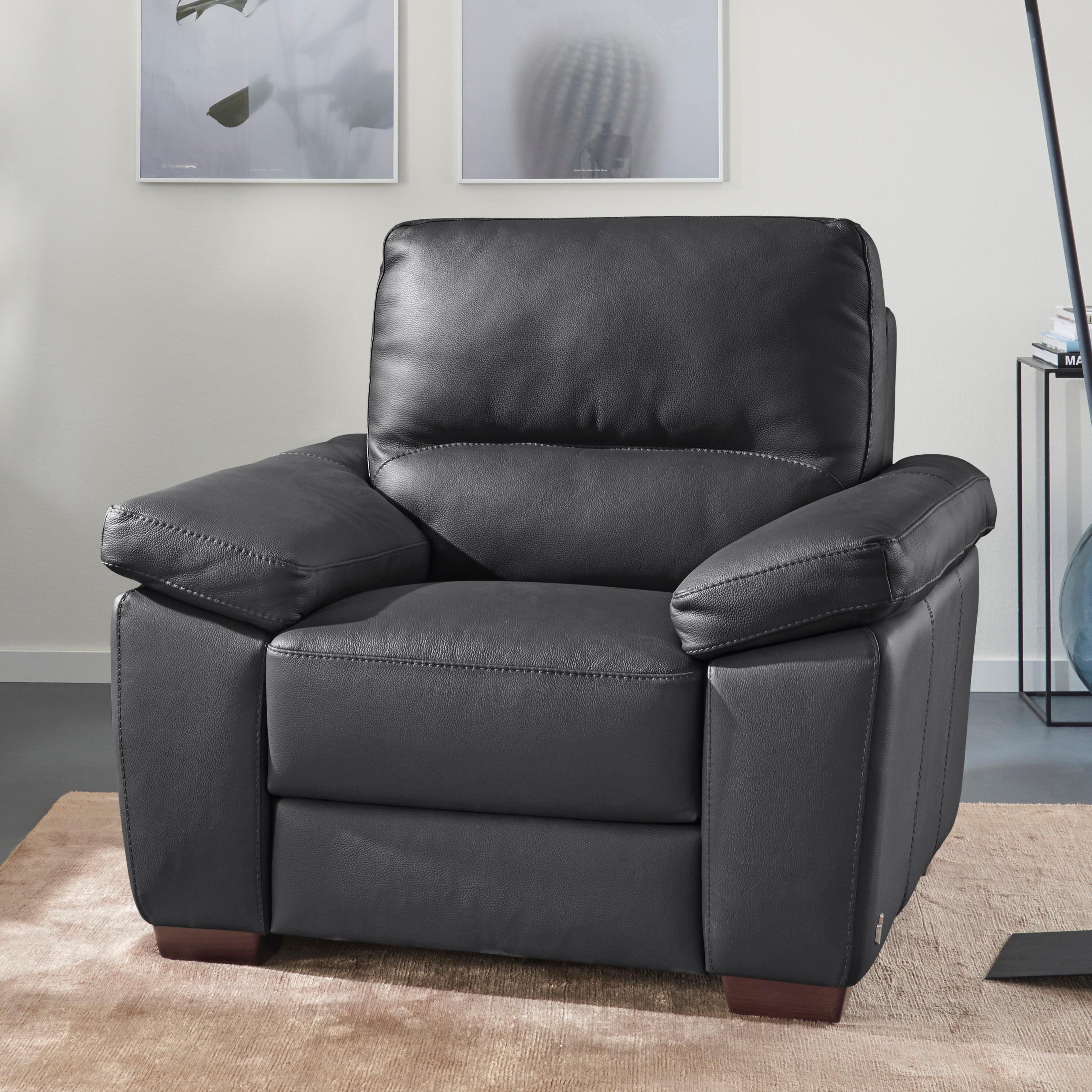 Sessel CALIA ITALIA "Gaia, hochwertiger, edler Ledersessel mit erstklassigem Sitzkomfort", schwarz, B:100cm H:92cm T:94cm, Leder SORRENTO - 100% Leder;Leder BULL - 100% Leder, Sessel, in zwei hochwertigen Lederqualitäten