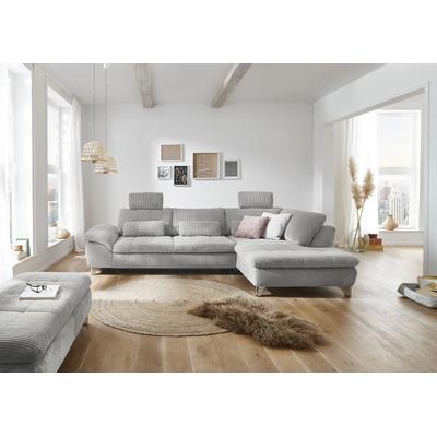Ecksofa DIE PLANBAR "MP-IN14007 L-Form", grau, B:306cm H:84cm T:197cm, 100% Polyester, Sofas, wahlweise mit Bettfunktion und verstellbaren Kopfstützen, in Cord Image