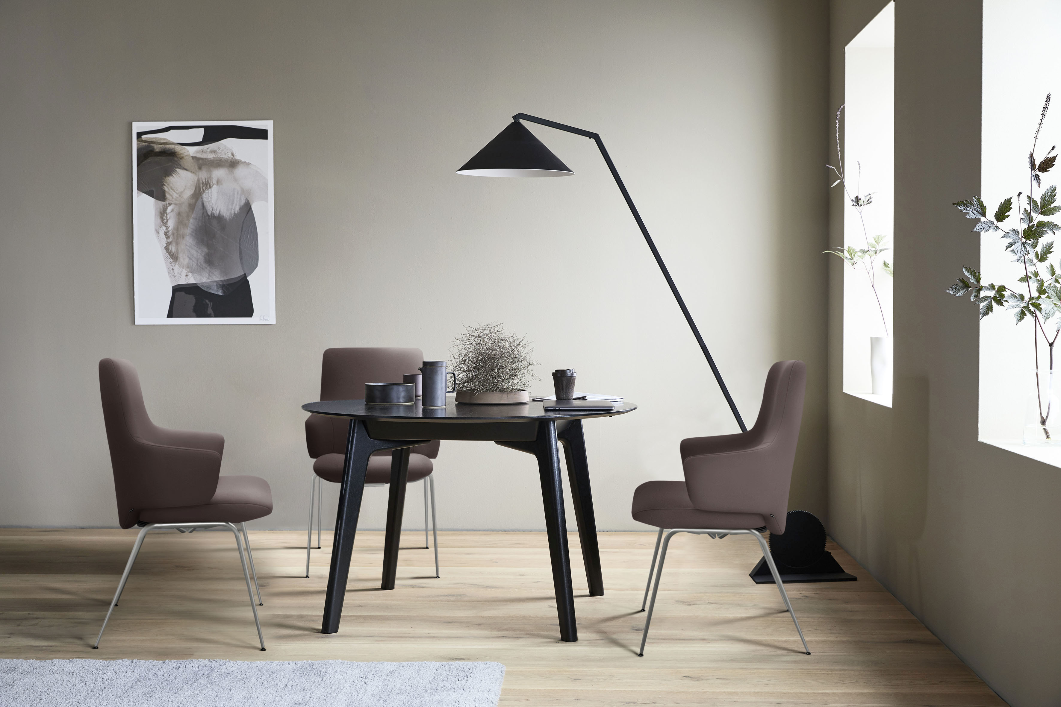 Polsterstuhl STRESSLESS "Laurel", braun (chocolate paloma, schwarz matt), B:58cm H:92cm T:59cm, Leder PALOMA: PALOMA ist ein durchgefärbtes Semianilin-Möbelleder mit natürlicher Narbung., Stühle, Low Back mit Armlehne, Größe L, mit Beinen aus Stahl... Image