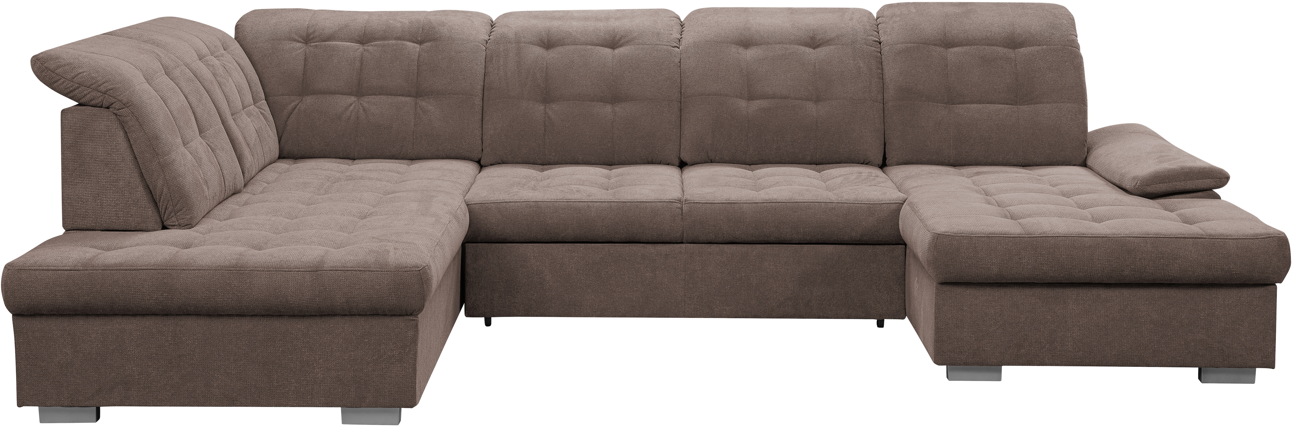 Wohnlandschaft WERK2 "Kordula-New Multifunktion Couch, Breite 332cm, bequem, U-Form", braun, B:332cm H:105cm T:217cm, 92% Polyester, 8% Nylon, Sofas, Wohnlandschaft, Sofa in U-Form mit Schlaffunktion & Bettkasten, Schlafcouch