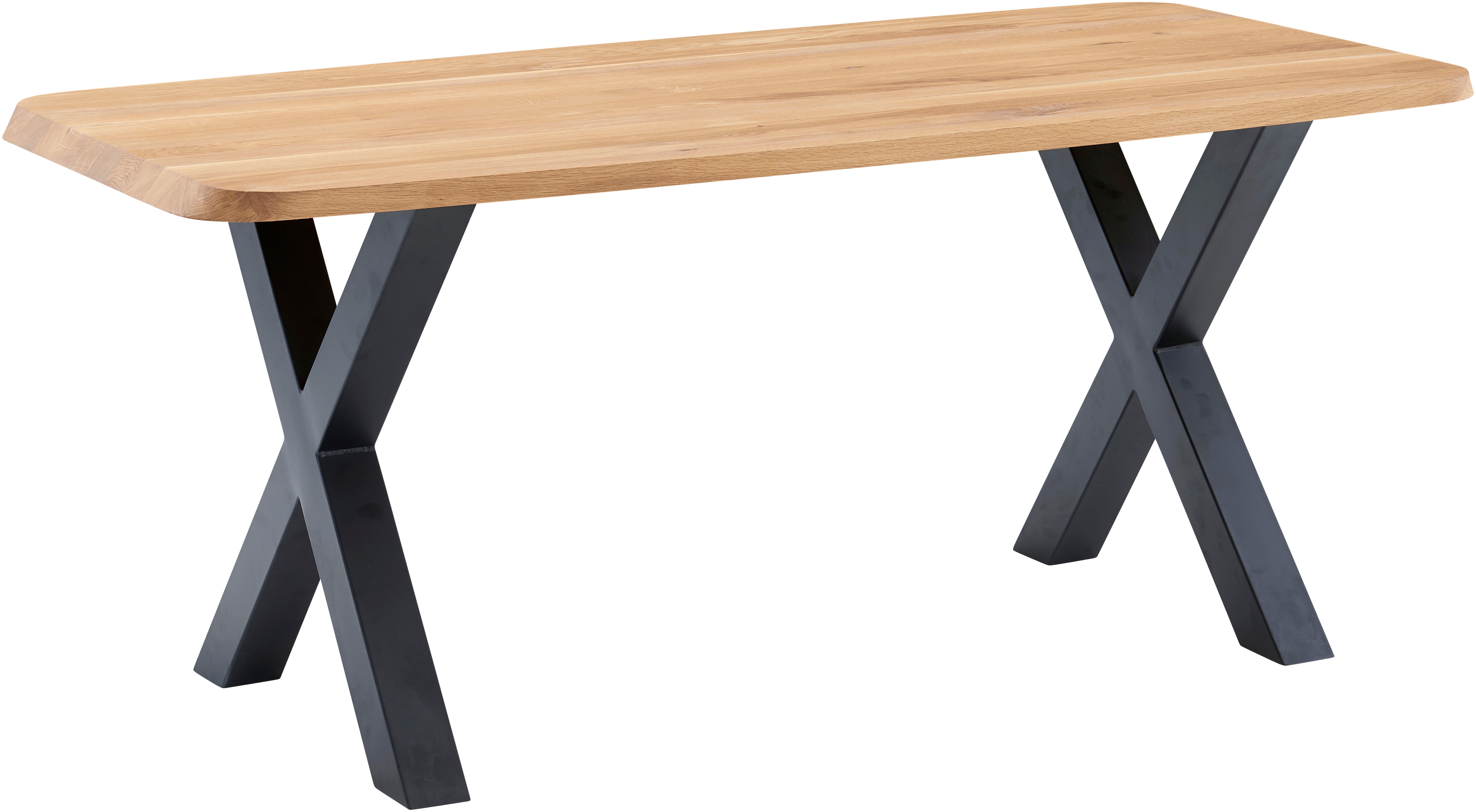 Esstisch MASSIVLINE & MORE "Porto, Vierfußtisch, Küchentisch, Tisch, Esstisch, Holztisch", x, gestell,braun, schwarz, braun, B:220cm H:75cm T:100cm, Tische, Platte massiv, Gestell Metall pulverbeschichtet schwarz