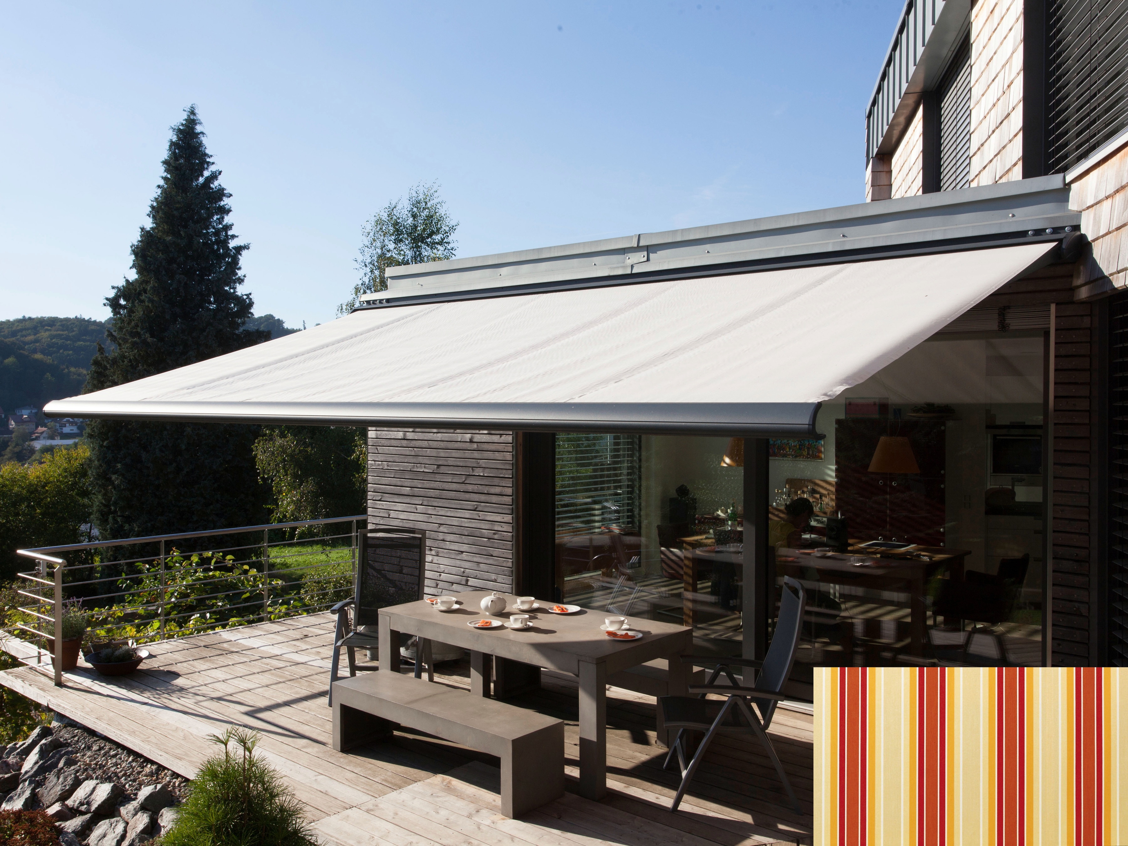 Kassettenmarkise WISMAR "Classic S-Compact", beige (beige, rot), B:600cm, Polyacryl, Markisen, Breite: 600 cm, Ausfall: 300 cm Image